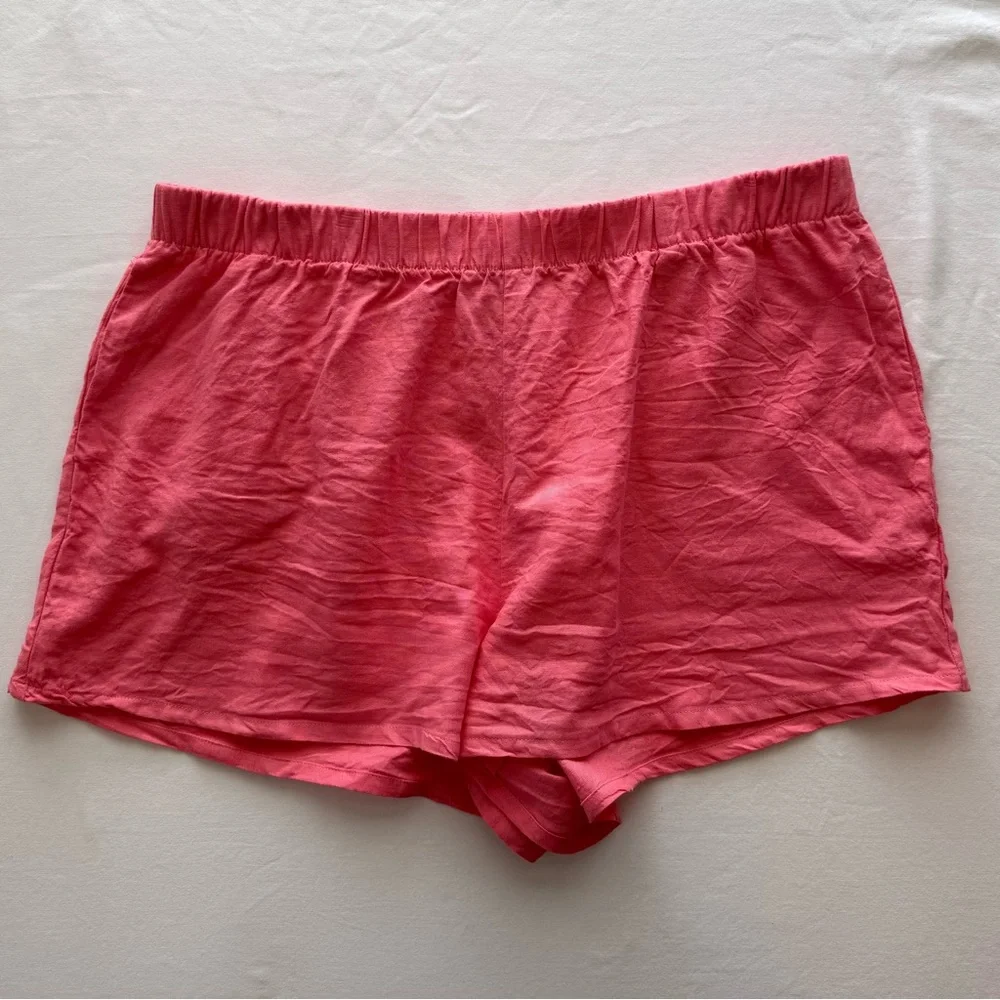 Show Me Your Mumu Hendrix Shorts XL Coral Pink Linen‎ Blend High Waist EXCELLENT